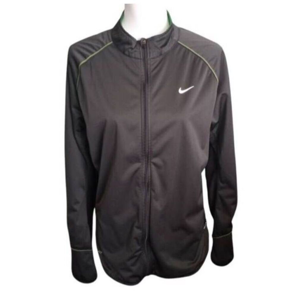 NIKE DRY FIT GRAY & GREEN ZIP FRONT JACKET SZ.M EUC.